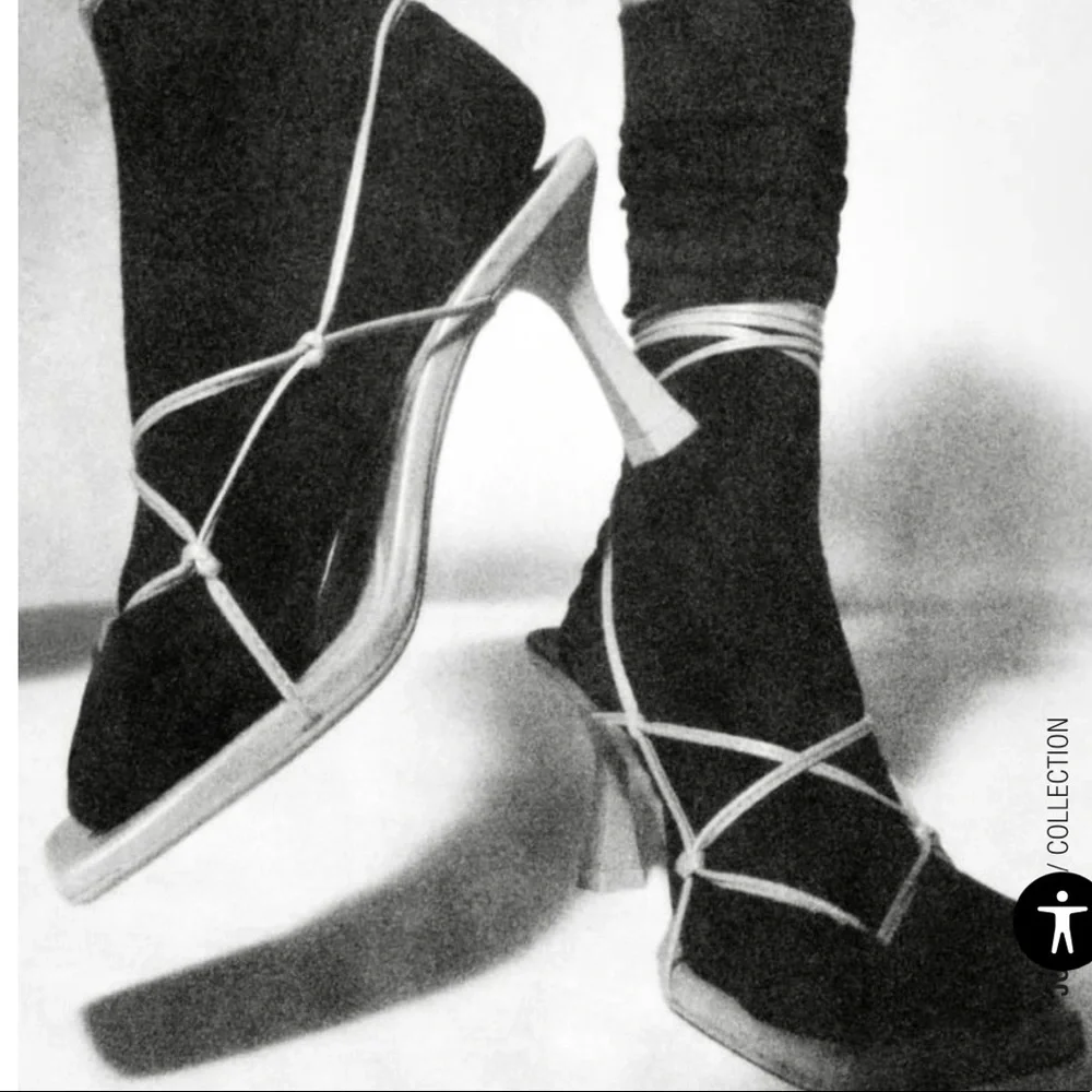HEELED STRAPPY LEATHER SANDALS - Picture 1 of 7